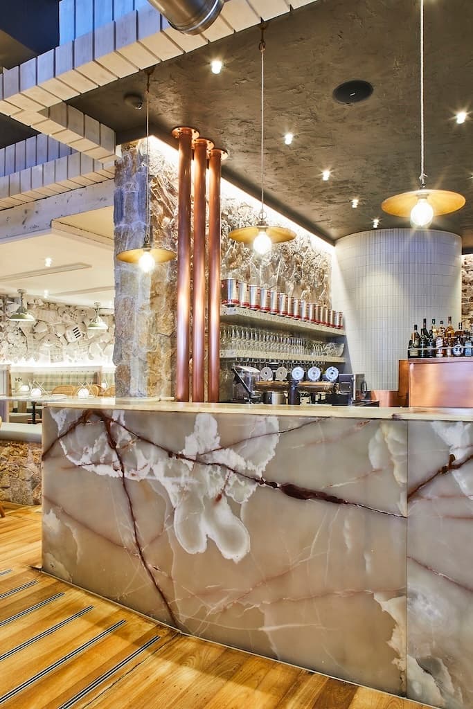 Frankie B's Food House Parramatta Bar Area with Marble Counter